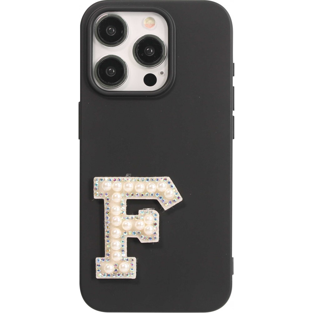 Sticker Aufkleber für Handy/Tablet/Computer 3D Pearls weiss - Buchstabe F