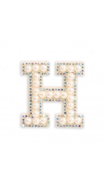 Sticker Aufkleber für Handy/Tablet/Computer 3D Pearls weiss - Buchstabe H