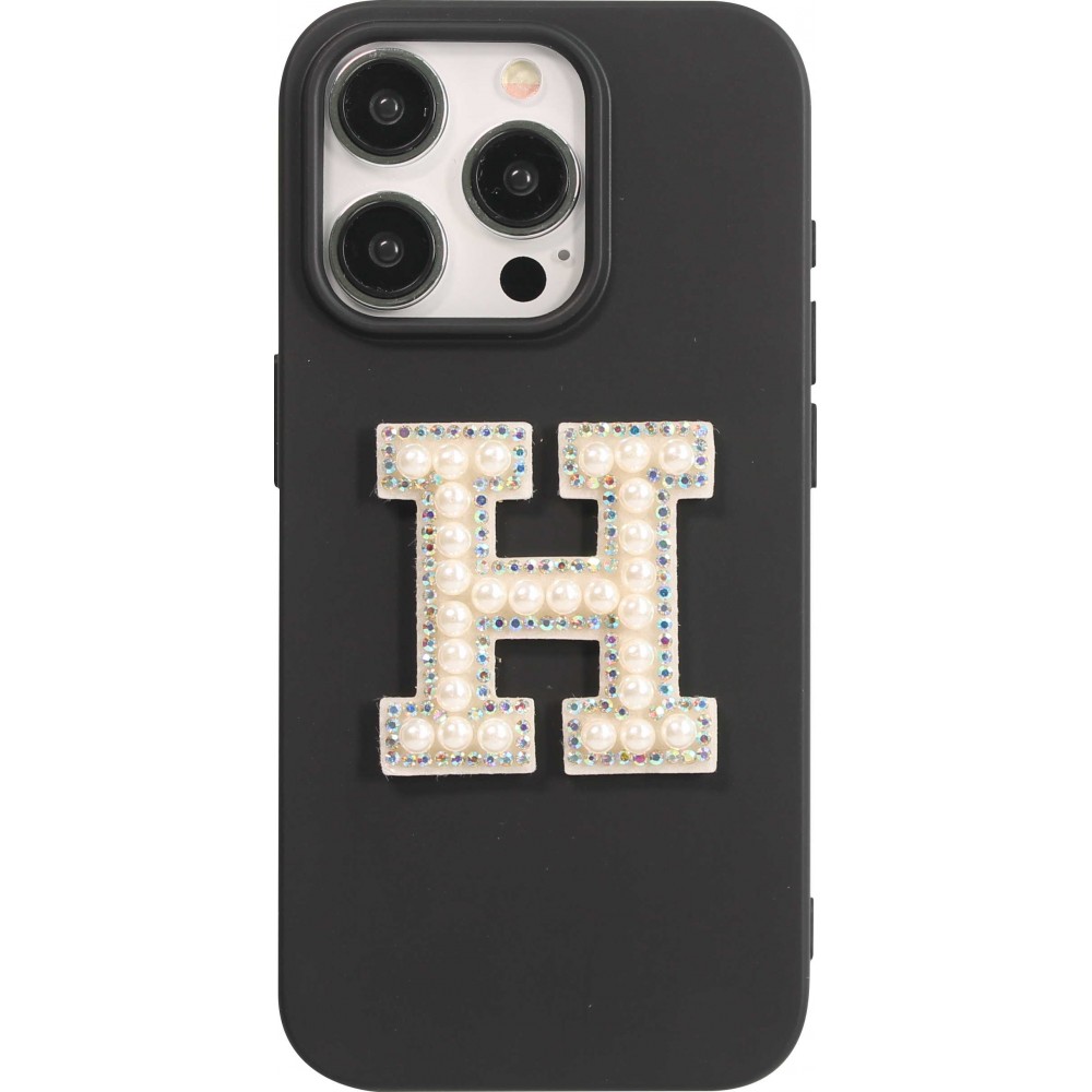 Sticker Aufkleber für Handy/Tablet/Computer 3D Pearls weiss - Buchstabe H