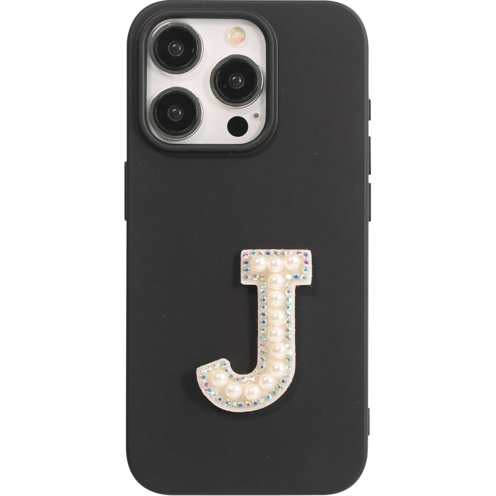 Sticker Aufkleber für Handy/Tablet/Computer 3D Pearls weiss - Buchstabe J