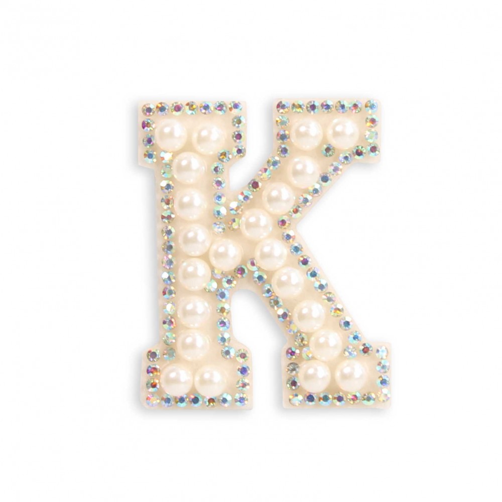 Sticker Aufkleber für Handy/Tablet/Computer 3D Pearls weiss - Buchstabe K