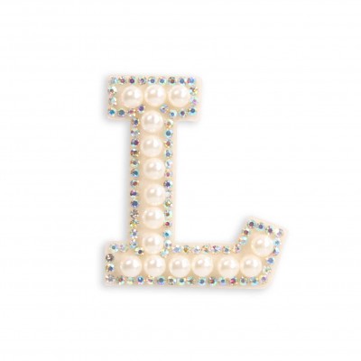 Sticker Aufkleber für Handy/Tablet/Computer 3D Pearls weiss - Buchstabe L