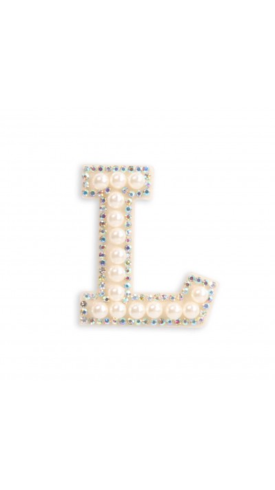 Sticker Aufkleber für Handy/Tablet/Computer 3D Pearls weiss - Buchstabe L
