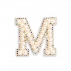 Sticker Aufkleber für Handy/Tablet/Computer 3D Pearls weiss - Buchstabe M