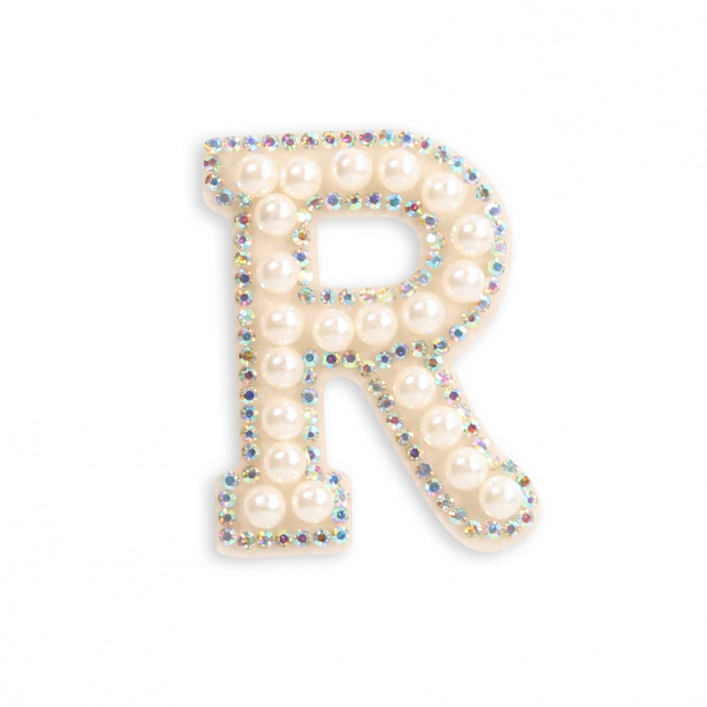 Sticker Aufkleber für Handy/Tablet/Computer 3D Pearls weiss - Buchstabe R