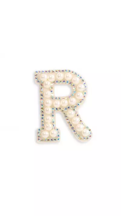 Autocollant sticker pour téléphone/tablette/ordinateur brodé en 3D pearls blanc - Lettre R