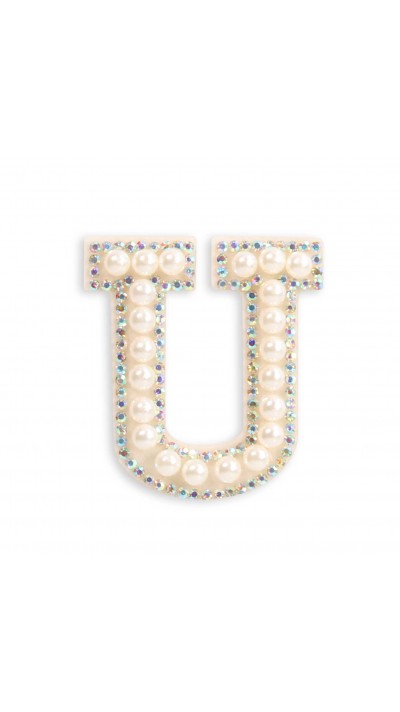 Sticker Aufkleber für Handy/Tablet/Computer 3D Pearls weiss - Buchstabe U
