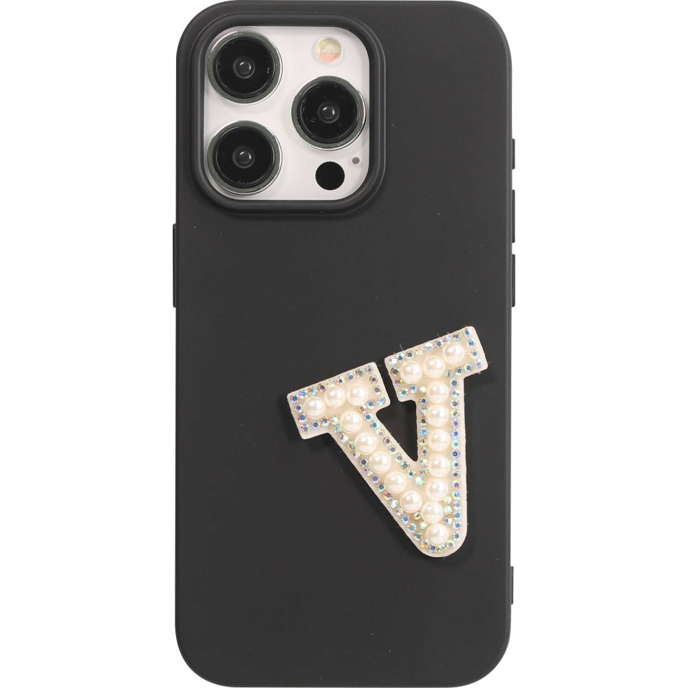 Sticker Aufkleber für Handy/Tablet/Computer 3D Pearls weiss - Buchstabe V