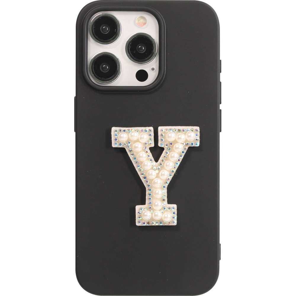 Sticker Aufkleber für Handy/Tablet/Computer 3D Pearls weiss - Buchstabe Y