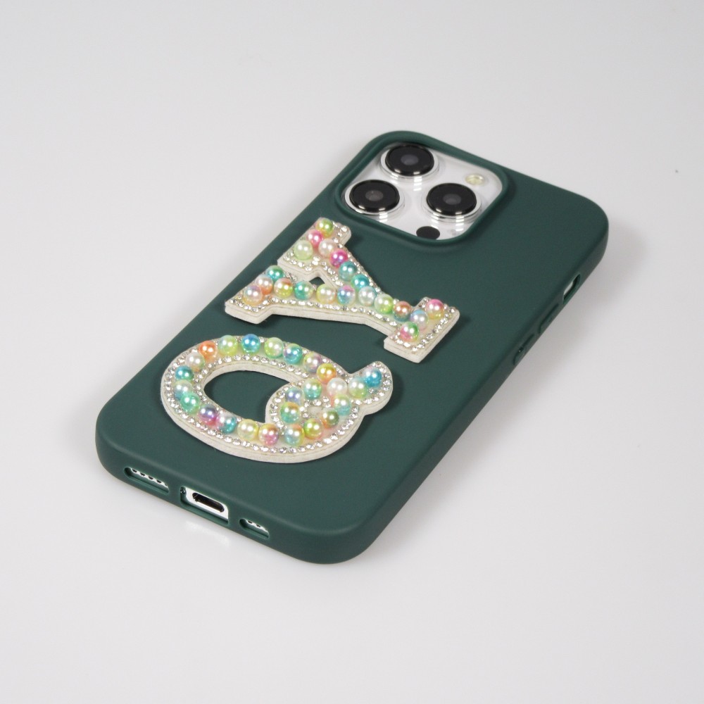 Autocollant sticker pour téléphone/tablette/ordinateur brodé en 3D pearls multi color - Lettre E