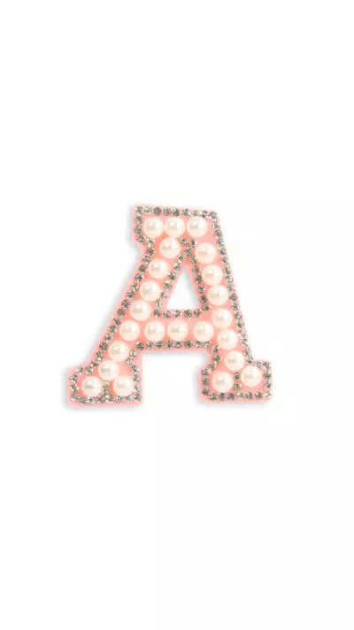 Autocollant sticker pour téléphone/tablette/ordinateur brodé en 3D pearls rose - Lettre A