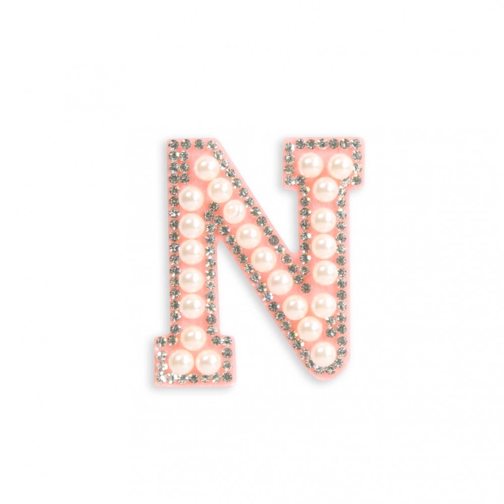 Sticker Aufkleber für Handy/Tablet/Computer 3D Pearls Rosa - Buchstabe N