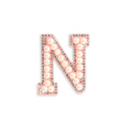 Sticker Aufkleber f&uuml;r Handy/Tablet/Computer 3D Pearls Rosa - Buchstabe N