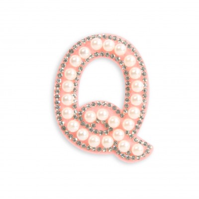 Sticker Aufkleber f&uuml;r Handy/Tablet/Computer 3D Pearls Rosa - Buchstabe Q