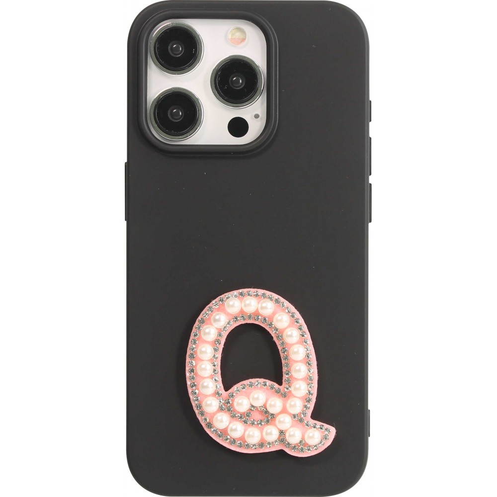 Sticker Aufkleber für Handy/Tablet/Computer 3D Pearls Rosa - Buchstabe Q
