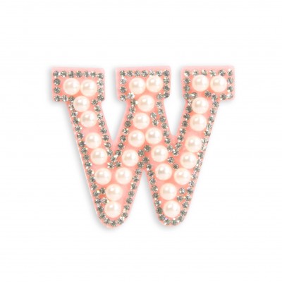 Sticker Aufkleber f&uuml;r Handy/Tablet/Computer 3D Pearls Rosa - Buchstabe W