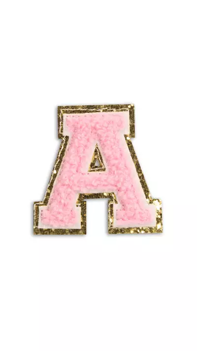 Autocollant sticker pour téléphone/tablette/ordinateur brodé en 3D rose clair - Lettre A