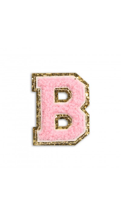 Autocollant sticker pour t&eacute;l&eacute;phone/tablette/ordinateur brod&eacute; en 3D rose clair - Lettre B