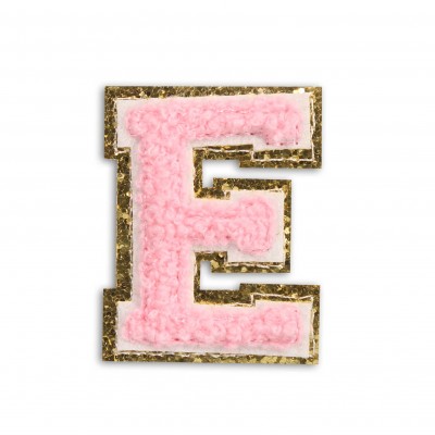 Sticker Aufkleber f&uuml;r Handy/Tablet/Computer 3D gestickt Hellrosa - Buchstabe E