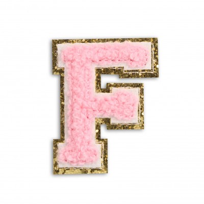 Sticker Aufkleber f&uuml;r Handy/Tablet/Computer 3D gestickt Hellrosa - Buchstabe F