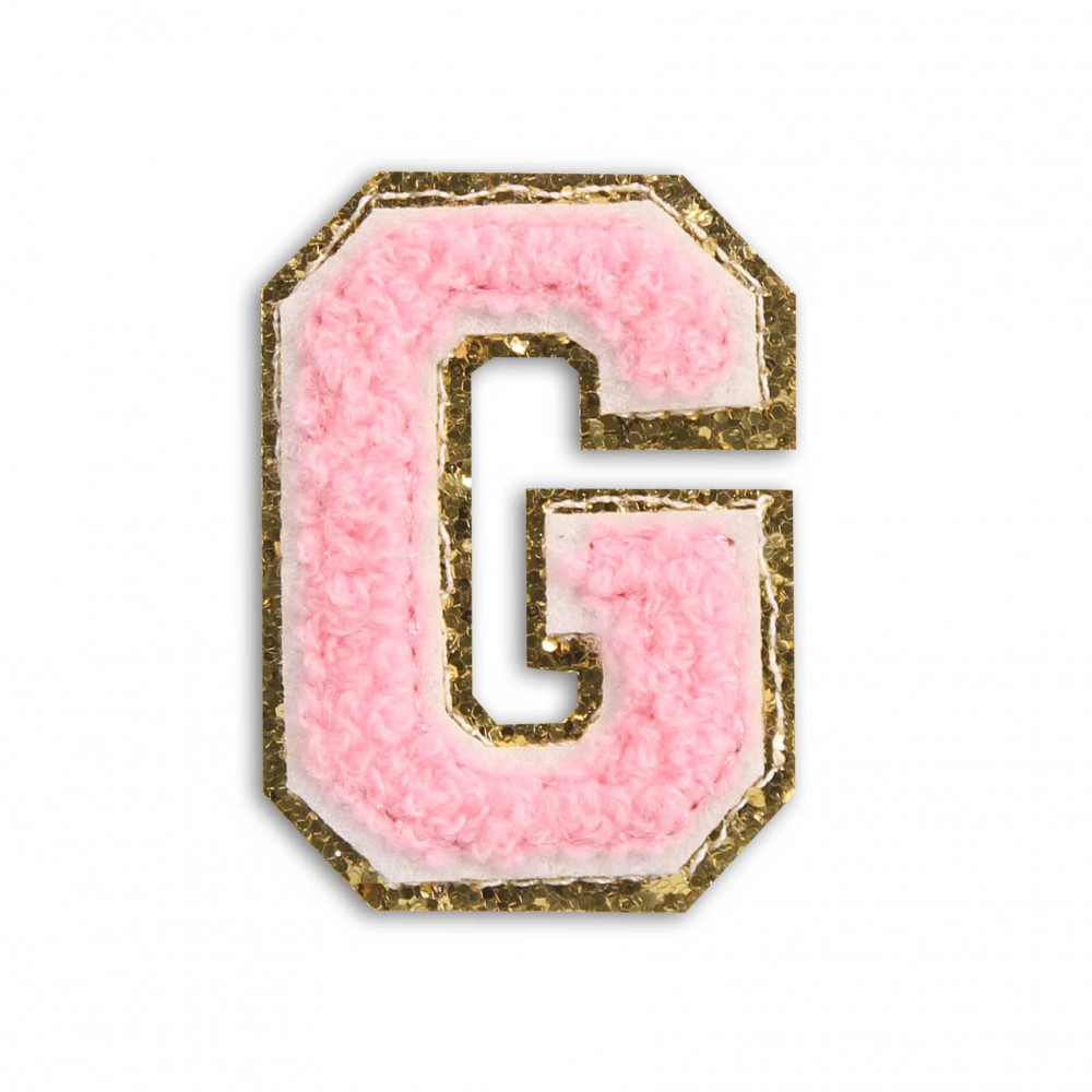 Autocollant sticker pour téléphone/tablette/ordinateur brodé en 3D rose clair - Lettre G