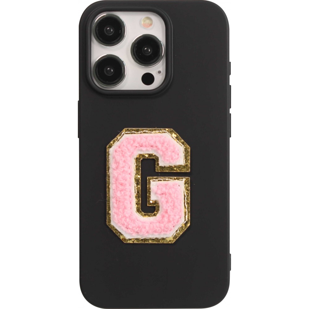 Autocollant sticker pour téléphone/tablette/ordinateur brodé en 3D rose clair - Lettre G