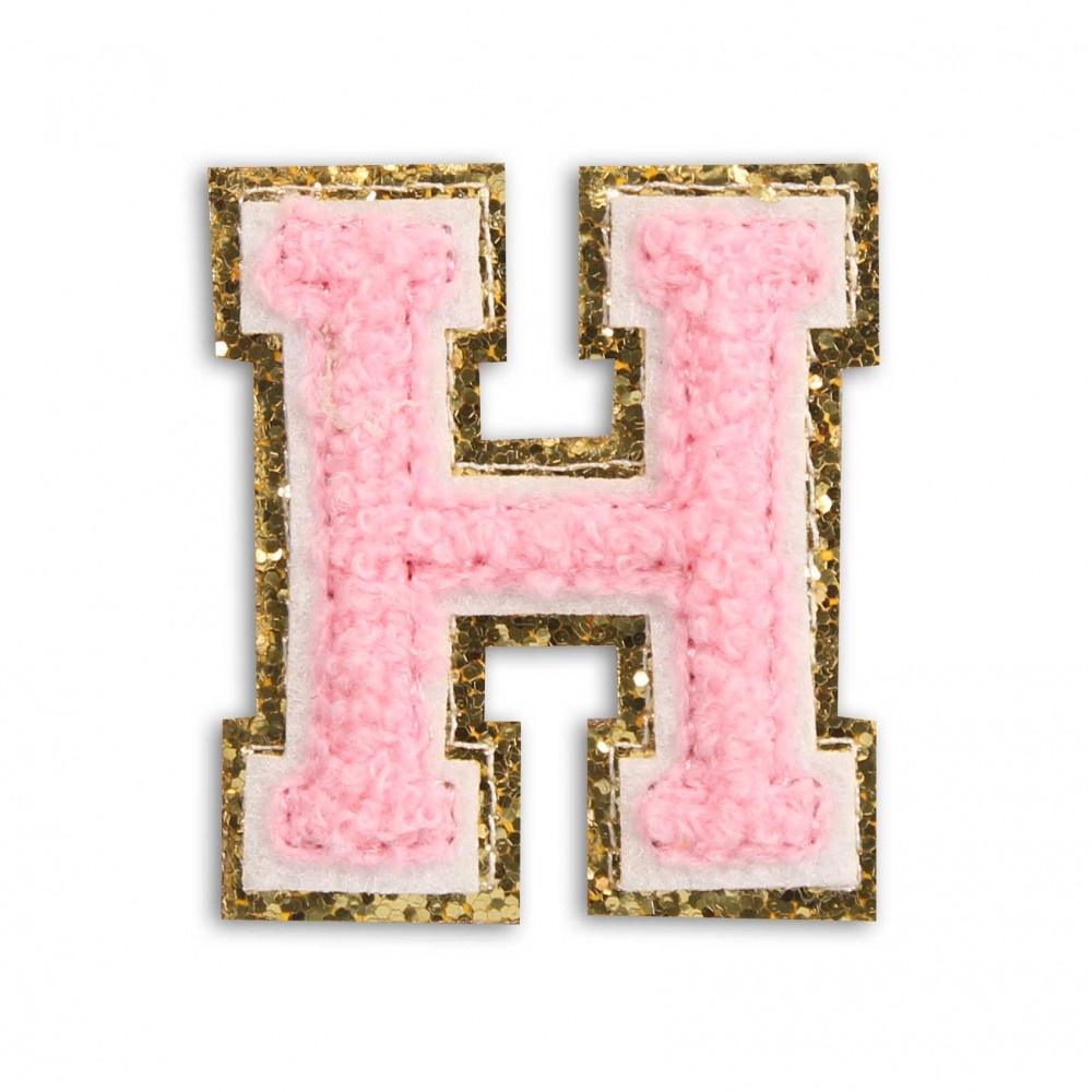 Sticker Aufkleber für Handy/Tablet/Computer 3D gestickt Hellrosa - Buchstabe H