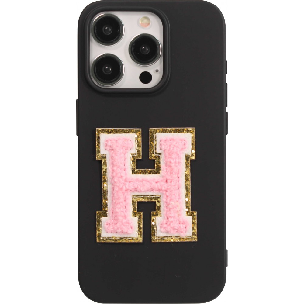 Sticker Aufkleber für Handy/Tablet/Computer 3D gestickt Hellrosa - Buchstabe H