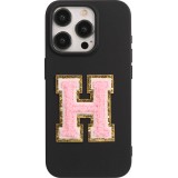 Sticker Aufkleber für Handy/Tablet/Computer 3D gestickt Hellrosa - Buchstabe H