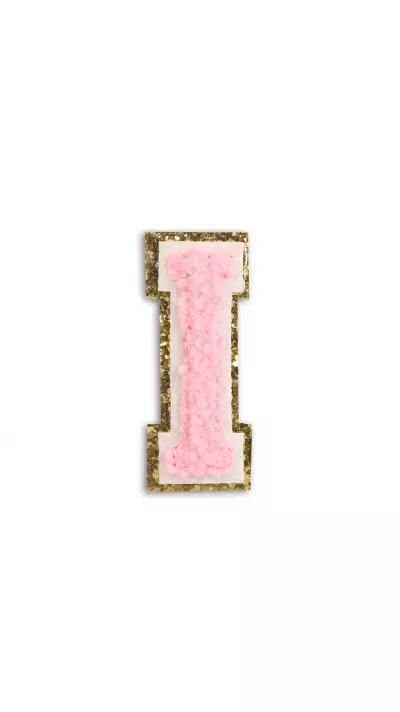 Autocollant sticker pour téléphone/tablette/ordinateur brodé en 3D rose clair - Lettre I