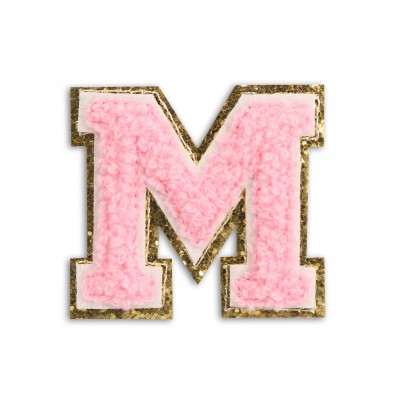 Sticker Aufkleber f&uuml;r Handy/Tablet/Computer 3D gestickt Hellrosa - Buchstabe M