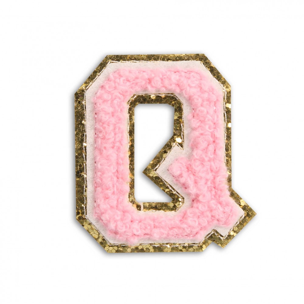 Sticker Aufkleber für Handy/Tablet/Computer 3D gestickt Hellrosa - Buchstabe Q