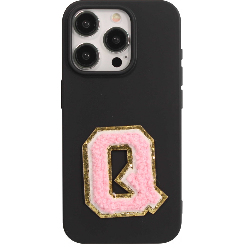 Sticker Aufkleber für Handy/Tablet/Computer 3D gestickt Hellrosa - Buchstabe Q