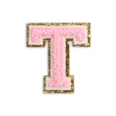 Sticker Aufkleber f&uuml;r Handy/Tablet/Computer 3D gestickt Hellrosa - Buchstabe T