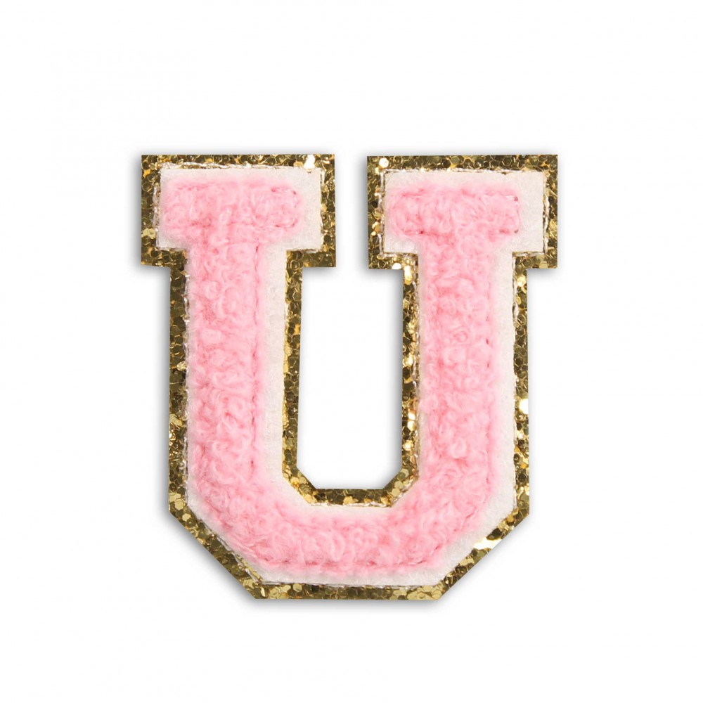 Sticker Aufkleber für Handy/Tablet/Computer 3D gestickt Hellrosa - Buchstabe U