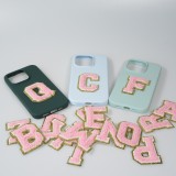 Sticker Aufkleber für Handy/Tablet/Computer 3D gestickt Hellrosa - Buchstabe U