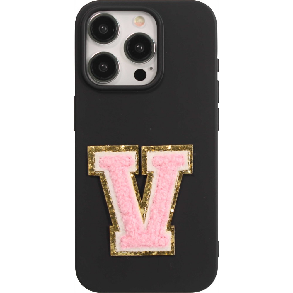 Sticker Aufkleber für Handy/Tablet/Computer 3D gestickt Hellrosa - Buchstabe V