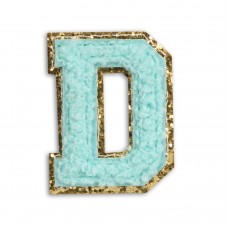 Sticker Aufkleber für Handy/Tablet/Computer 3D gestickt Türkis - Buchstabe D