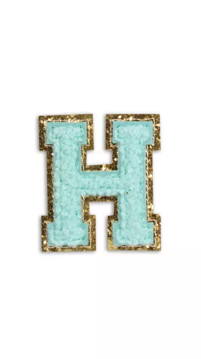 Autocollant sticker pour téléphone/tablette/ordinateur brodé en 3D turquoise - Lettre H