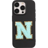 Sticker Aufkleber für Handy/Tablet/Computer 3D gestickt Türkis - Buchstabe N