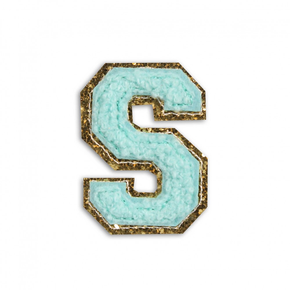 Sticker Aufkleber für Handy/Tablet/Computer 3D gestickt Türkis - Buchstabe S