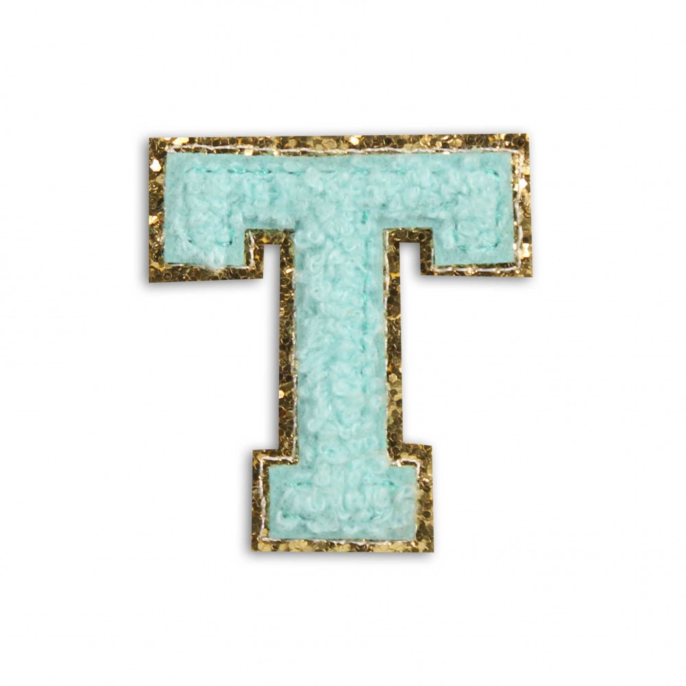 Sticker Aufkleber für Handy/Tablet/Computer 3D gestickt Türkis - Buchstabe T
