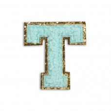 Sticker Aufkleber für Handy/Tablet/Computer 3D gestickt Türkis - Buchstabe T