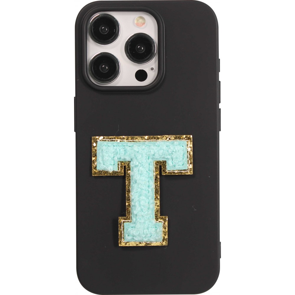 Sticker Aufkleber für Handy/Tablet/Computer 3D gestickt Türkis - Buchstabe T