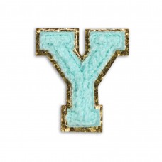 Sticker Aufkleber für Handy/Tablet/Computer 3D gestickt Türkis - Buchstabe Y