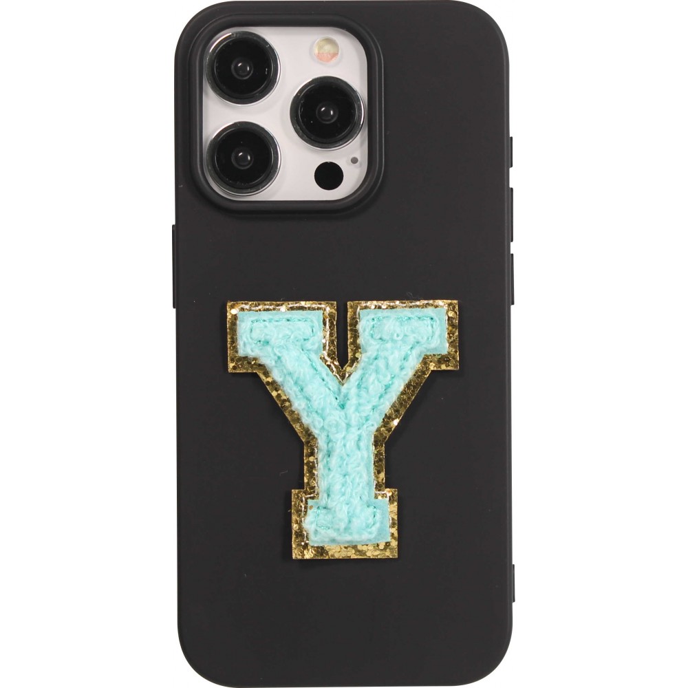 Sticker Aufkleber für Handy/Tablet/Computer 3D gestickt Türkis - Buchstabe Y