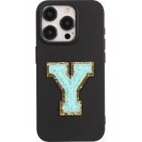 Sticker Aufkleber für Handy/Tablet/Computer 3D gestickt Türkis - Buchstabe Y