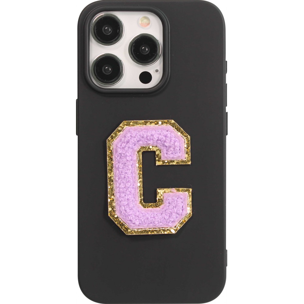 Sticker Aufkleber für Handy/Tablet/Computer 3D gestickt Violett - Buchstabe C