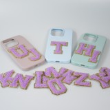 Autocollant sticker pour téléphone/tablette/ordinateur brodé en 3D violet - Lettre R