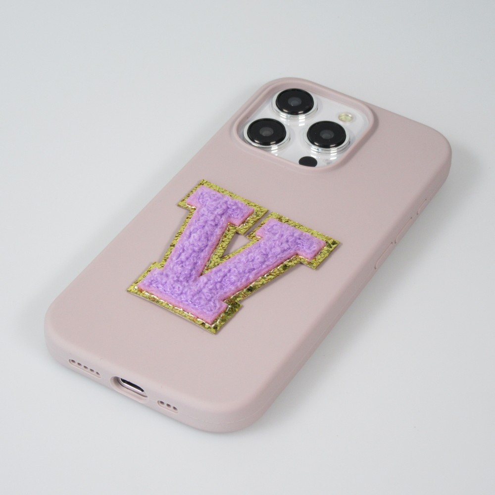 Autocollant sticker pour téléphone/tablette/ordinateur brodé en 3D violet - Lettre R